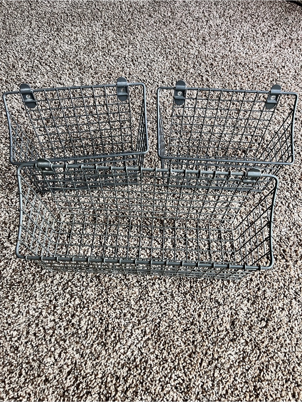 T.J.Maxx Set of 3 Metal Wire Wall Baskets - Gray